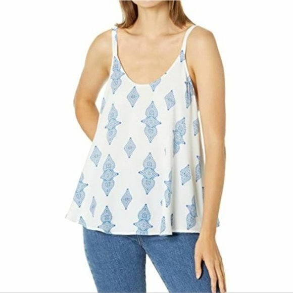 Show Me Your Mumu Small Blue & White Geometric Scoop Neck Sarah Swing Tank Top - Picture 7 of 7